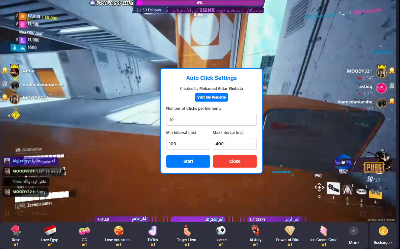 أداة النقر التلقائي لتيك توك لايف
